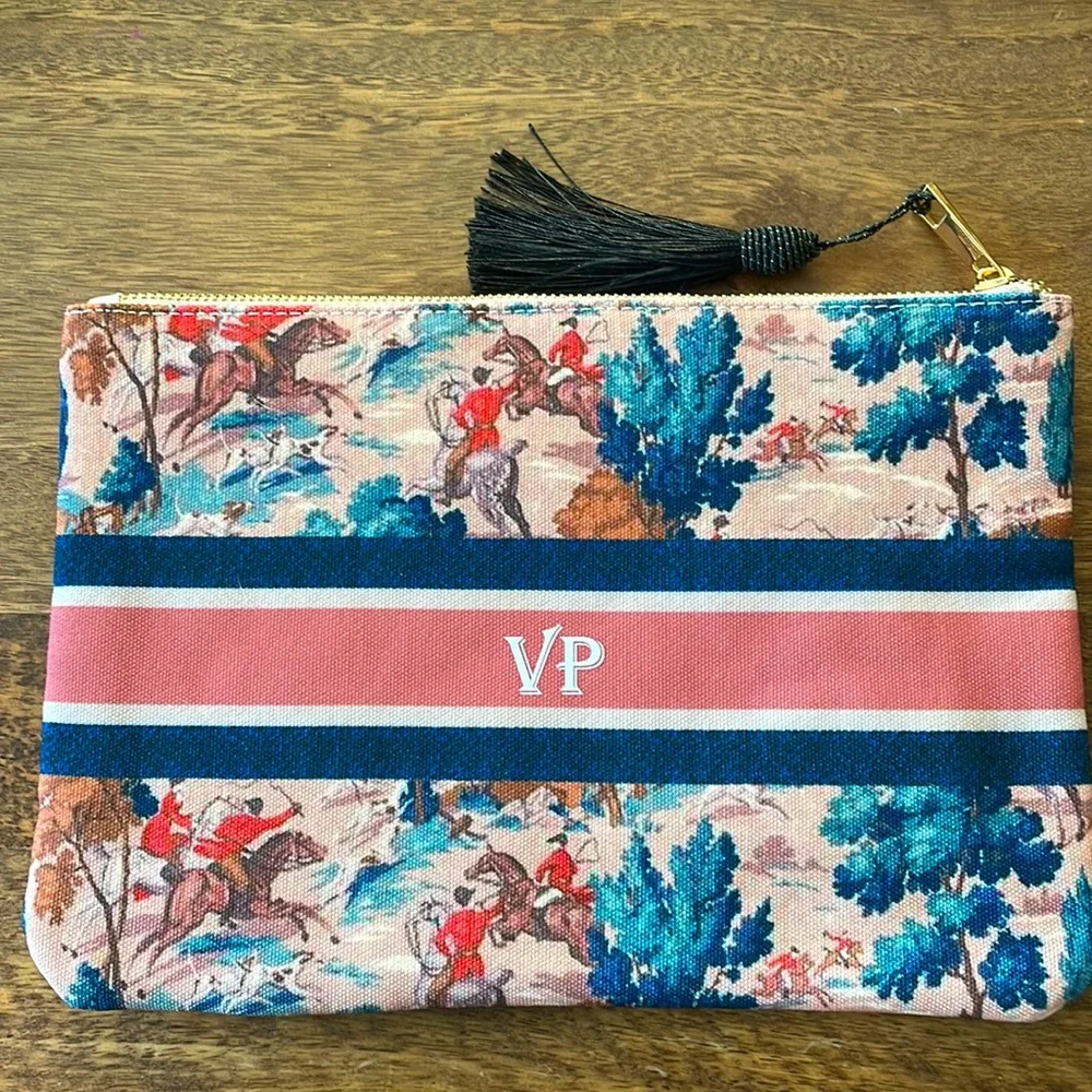 Personalized clutch VP toile de jouy textured NEW - Picture 4 of 5